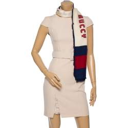 Gucci Cream Silk Modal Guccy Print Web Striped Shawl