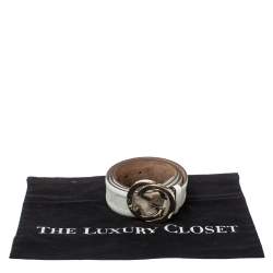 Pre Owned حزام غوتشي إبزيم جي جي متداخل كانفاس جي جي سوبريم بيج 90 سم