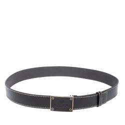 مملوكة مسبقًا حزام غوتشي إبزيم لوحة شعار الماركة جلد أسود 100 سم