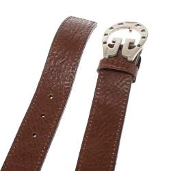 Pre Owned حزام غوتشي إبزيم حدوة حصان جلد بني 90 سم