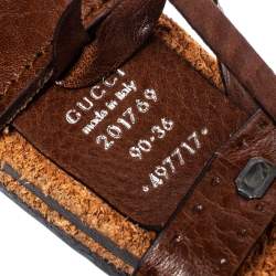 Pre Owned حزام غوتشي إبزيم حدوة حصان جلد بني 90 سم