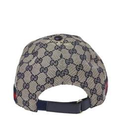 مملوكة مسبقًا Gucci Beige/Grey GG Canvas Web Detail Baseball Cap M