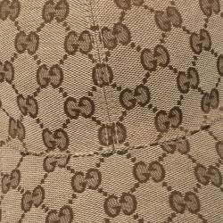 Pre Owned Gucci Beige Logo Monogram Web Stripe Detail Canvas Baseball Cap XL