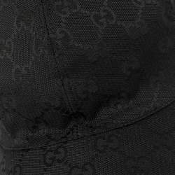 Pre Owned قبعة بيسبول غوتشي تفاصيل ويب كانفاس غوتشيسيما سوداء S