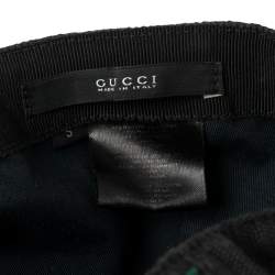 Pre Owned قبعة بيسبول غوتشي تفاصيل ويب كانفاس غوتشيسيما سوداء S