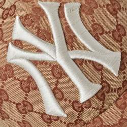 Pre Owned Gucci Beige Monogram NY Yankees Baseball Cap