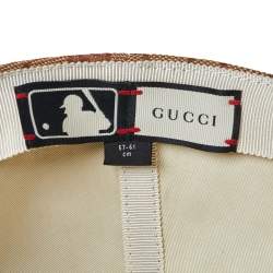 Pre Owned Gucci Beige Monogram NY Yankees Baseball Cap