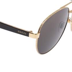 Pre Owned Gucci Gold / Brown GG2283/S Oversized Aviator Sunglasses