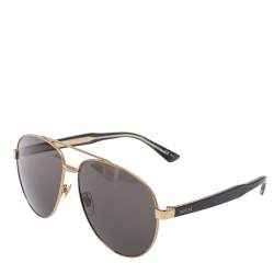 Pre Owned Gucci Gold / Brown GG2283/S Oversized Aviator Sunglasses