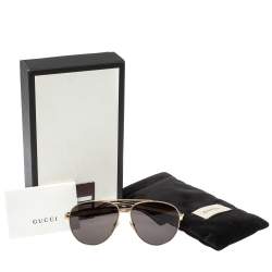 Pre Owned Gucci Gold / Brown GG2283/S Oversized Aviator Sunglasses