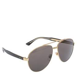 Pre Owned Gucci Gold / Brown GG2283/S Oversized Aviator Sunglasses