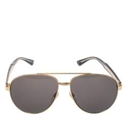 Pre Owned Gucci Gold / Brown GG2283/S Oversized Aviator Sunglasses