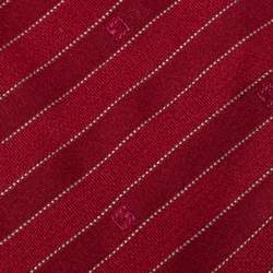 Pre Owned ربطة عنق غوشي حرير مخططة بنية محمرة فينتدج