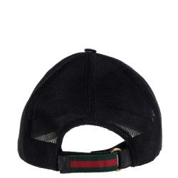 مملوكة مسبقًا Gucci Black Snake Embossed Leather Baseball Cap L