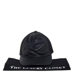 مملوكة مسبقًا Gucci Black Snake Embossed Leather Baseball Cap L