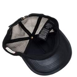 مملوكة مسبقًا Gucci Black Snake Embossed Leather Baseball Cap L