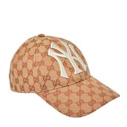 مملوكة مسبقًا Gucci Beige Monogram Canvas NY Yankees Baseball Cap