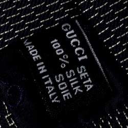 Pre Owned Gucci Navy Blue G Pattern Silk Traditional Tie