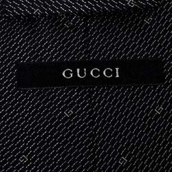 Pre Owned Gucci Navy Blue G Pattern Silk Traditional Tie