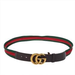 Gucci Double G Buckle GG Canvas Leather Belt Brown - DDH