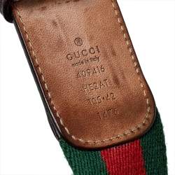 مملوكة مسبقًا Gucci Brown Leather Web Double G Buckle Belt 105CM
