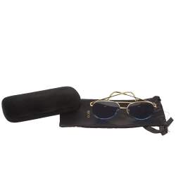 Pre Owned نظارة شمسية أفيا تورز GG0356S  غوتشي ذهبية اللون/زرقاء