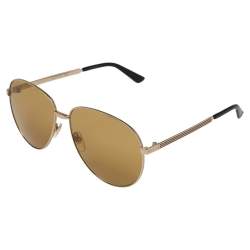 Pre Owned Gucci Gold Tone/Yellow GG0138S Aviator Sunglasses