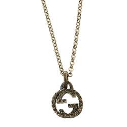 Gucci Sterling Silver Interlocking G Pendant Necklace