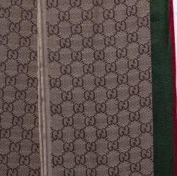 Gucci Beige Web Striped GG Jacquard Wool & Silk Scarf