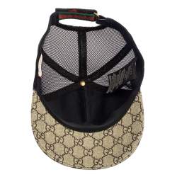 Pre Owned Gucci Beige Tiger Printed Canvas & Mesh Baseball Cap L
