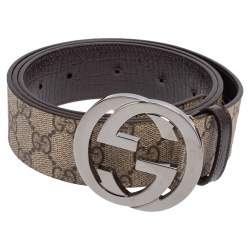 Gucci Beige GG Supreme Canvas Interlocking G Buckle Belt 90CM Gucci