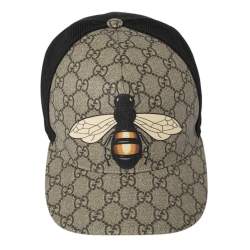 Pre Owned Gucci Beige Bee Print GG Supreme Canvas Baseball Hat Size M