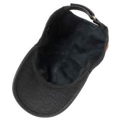 Pre Owned Gucci Black Logo Monogram Web Stripe Detail Canvas Baseball Cap S