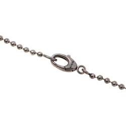 Pre Owned Gucci Sterling Silver Black Dog Tag Pendant Necklace