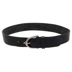 Pre Owned حزام غوتشي إبزيم هورسبيت وجلد أسود 85 سم