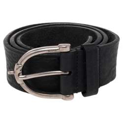 Pre Owned حزام غوتشي إبزيم هورسبيت وجلد أسود 85 سم