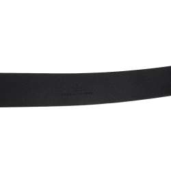 Pre Owned Gucci Black Leather G Bamboo Buckle Belt 85 CM