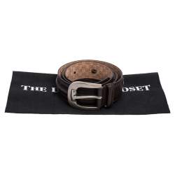 مملوكة مسبقًا حزام غوتشي إبزيم جلد بني منقوش 95 سم