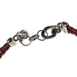 Gucci Red Braided Leather Horsebit Bracelet 17