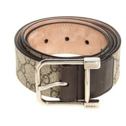 Pre Owned Gucci Beige GG Supreme Canvas Buckle Belt 105CM