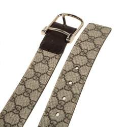 Pre Owned Gucci Beige GG Supreme Canvas Buckle Belt 105CM