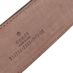 مملوكة مسبقًا  حزام غوتشي بإبزيم GG متشابكة جلد وكانفاس بنقوش ويب أسود 105 سم