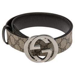 Gucci Heart Shaped Interlocking G Buckle Belt GG Supreme 1.5 Width Brown in  Canvas with Light Gold-tone - US