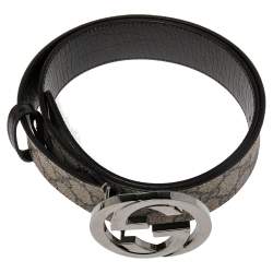 مملوكة مسبقًا Gucci Beige GG Supreme Canvas Interlocking G Buckle Belt 85CM