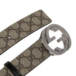مملوكة مسبقًا Gucci Beige GG Supreme Canvas Interlocking G Buckle Belt 85CM