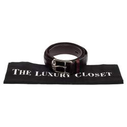 Pre Owned حزام غوتشي جلد وكانفاس بني بإبزيم 105 سم