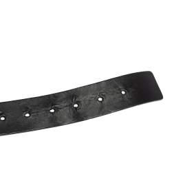 مملوك ة مسبقًا Gucci Black Leather Interlocking G Buckle Slim Belt 110CM