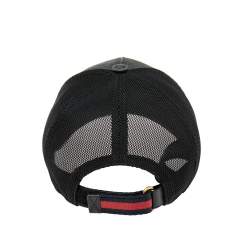 Pre Owned Gucci Black Kingsnake Print GG Supreme Leather Baseball Cap (58)