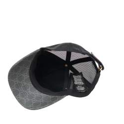 Pre Owned Gucci Black Kingsnake Print GG Supreme Leather Baseball Cap (58)