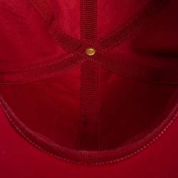 Pre Owned Gucci Red World Wide Applique Cotton Baseball Cap (60)